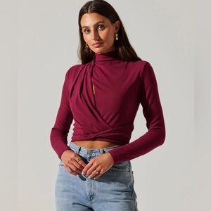 Astr Burgundy Wrap Top